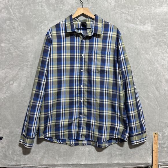 Oakley Flannel Men's XL Custom‎ Fit Button Down Plaid Multicolor Tech Blue Green - Picture 1 of 7